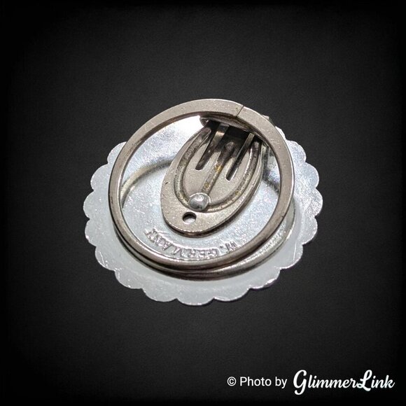 VTG 60s West Germany Cream & Silver Tone Filigree Scarf Clip Dress Clip - Picture 6 of 9